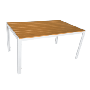 Kerti asztal, fehér acél/tölgy, BONTO kép