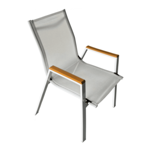 Kerti rakásolható szék, fehér acél/tölgy, BONTO kép