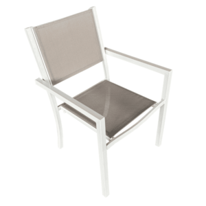 Kerti rakásolható szék, fehér acél/világosszürke, DORIO kép