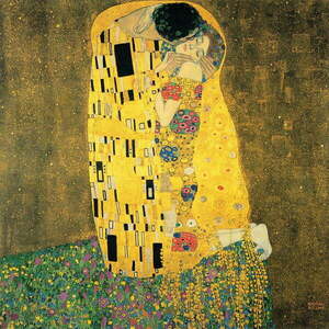 Gustav Klimt - The Kiss kép másolat, 70 x 70 cm kép