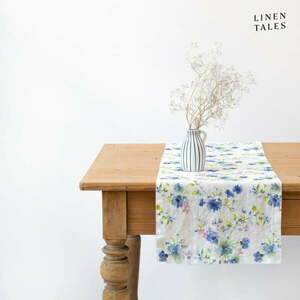 Len asztali futó 40x200 cm White Flowers – Linen Tales kép