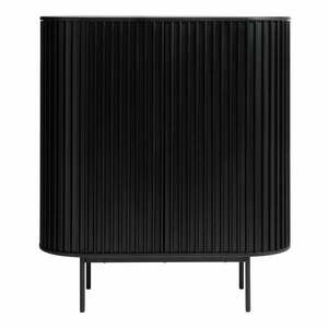 Fekete szekrény tölgyfa dekorral 125x110 cm Siena – Unique Furniture kép