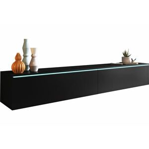 MENDES D 180 TV asztal, 180x30x32, fekete grafit + LED kép