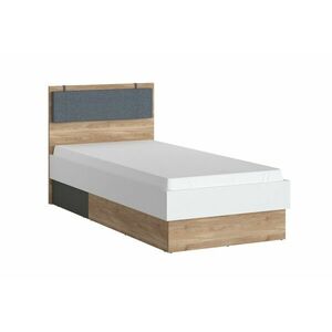 TWENY ágy + kiegészítők sötétszürke, 90x200, tölgyfa castello/fehér/grafitszürke kép