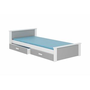 ALDEXO ágy + matrac, 180x80, fehér/szürke kép