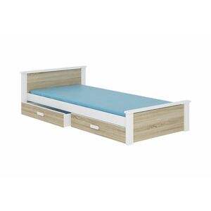 ALDEXO ágy + matrac, 180x80, fehér/tölgy sonoma kép