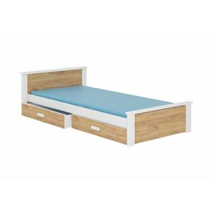 ALDEXO ágy + matrac, 200x90, fehér/arany tölgy kép