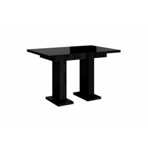 GLOSSY étkezőasztal, 120-160x75x80, fekete fényes kép