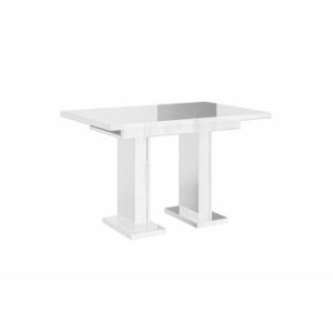 GLOSSY étkezőasztal, 120-160x75x80, fehér fényes kép