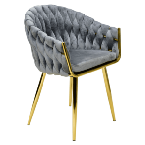 Stílusos fotel, szürke Velvet szövet/gold króm-arany, OLVEN kép
