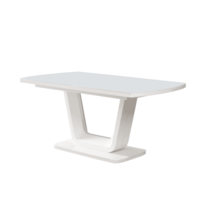 Kihúzható étkezőasztal, fényes fehér, 160-200x90 cm, OLAV kép