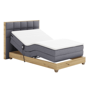 Elektromos állítható ágy, boxspring, sötétszürke/artisan tölgy, 120x200, TIANA kép