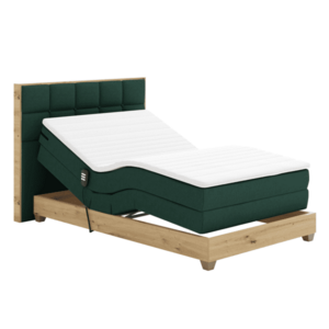 Elektromos állítható ágy, boxspring, zöld/artisan tölgy, 120x200, TIANA kép