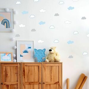 Matricák gyerekszobába - Felhők kék és szürke színben kép