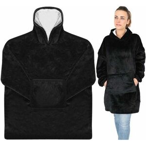 XXL-es pulóver - fekete, pihe-puha takaró anyagból kép