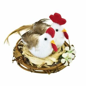 Csirke kakassal húsvéti dekoráció , átmérő 12 cm kép