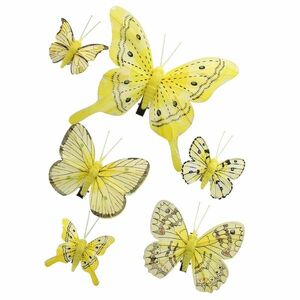 Sárga pillangók készlet csipesszel, 6 db, mixméretek kép