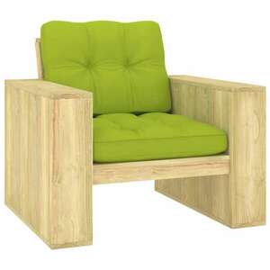 vidaXL impregnált fenyőfa kerti szék élénkzöld párnákkal kép