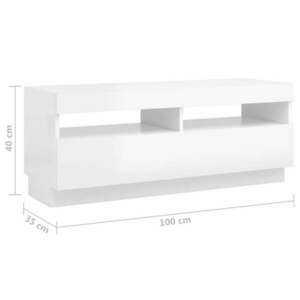 vidaXL magasfényű fehér TV-szekrény LED-lámpákkal 100 x 35 x 40 cm kép