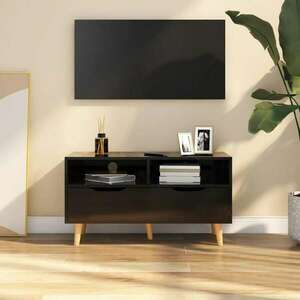 vidaXL magasfényű fekete forgácslap TV-szekrény 90 x 40 x 48, 5 cm kép