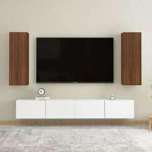 Barna tölgy színű szerelt fa tv-szekrény 30, 5x30x90 cm kép