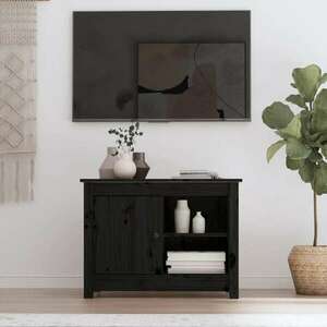 vidaXL fekete tömör fenyőfa TV-szekrény 70 x 36, 5 x 52 cm kép
