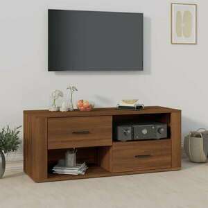 Barna tölgyszínű szerelt fa tv-szekrény 100 x 35 x 40 cm kép