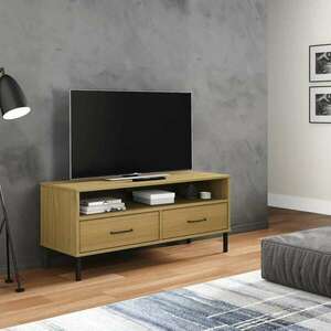 vidaXL OSLO barna tömör fenyőfa TV-szekrény fém lábakkal kép