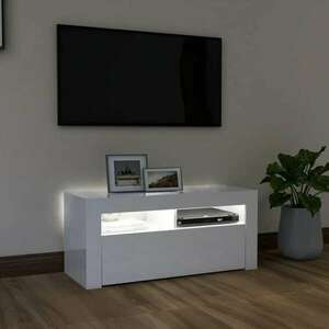 Magasfényű fehér tv-szekrény led-lámpákkal 90 x 35 x 40 cm kép