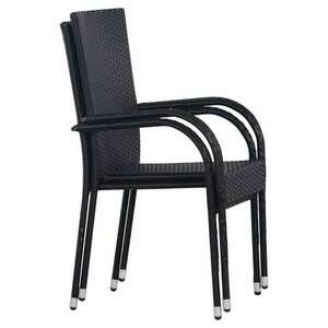 2 db fekete rakásolható polyrattan kültéri szék kép