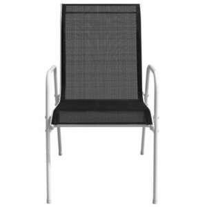 2 db fekete rakásolható acél és textilén kerti szék kép