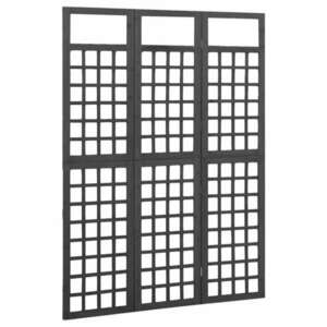 Fekete 3 paneles tömör fenyőfa térelválasztó/lugasrács 121x180cm kép