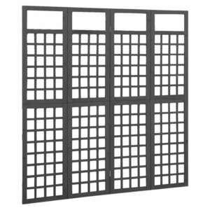 Fekete 4 paneles tömör fenyőfa térelválasztó/lugasrács 161x180cm kép