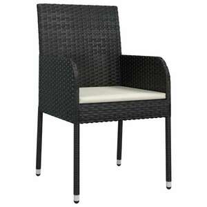 2 db fekete polyrattan kerti szék párnával kép