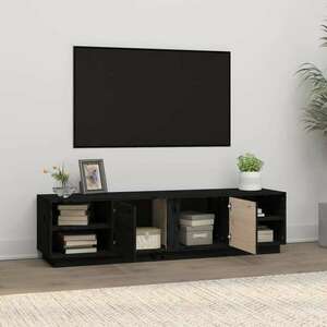 vidaXL fekete tömör fenyőfa TV-szekrény 156 x 40 x 40 cm kép
