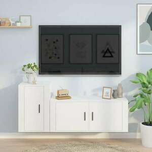 vidaXL 2-részes fehér szerelt fa TV-szekrényszett kép