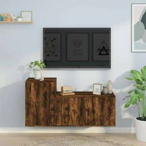 vidaXL 2 részes füstös tölgyszínű szerelt fa TV-szekrényszett kép