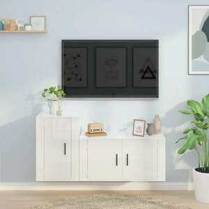 vidaXL 2-részes magasfényű fehér szerelt fa TV-szekrényszett kép
