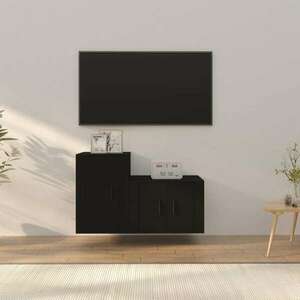 vidaXL 2-részes fekete szerelt fa TV-szekrényszett kép