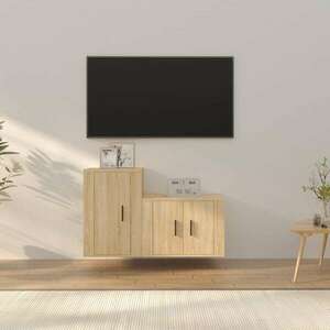 2-részes sonoma-tölgyszínű szerelt fa tv-szekrényszett kép