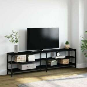 vidaXL fekete szerelt fa és fém TV-szekrény 180x30x50 cm kép
