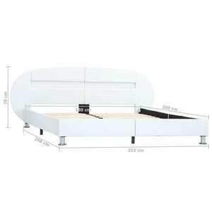 vidaXL fehér műbőr ágykeret LED csíkkal 180 x 200 cm kép