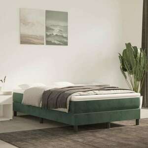 vidaXL sötétzöld bársony rugós ágy matraccal 120 x 200 cm kép