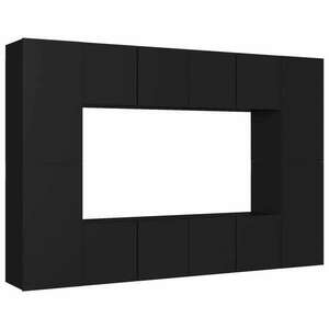 8 részes fekete forgácslap tv-szekrényszett kép
