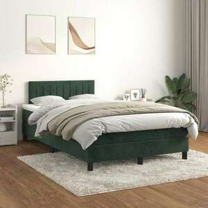 vidaXL sötétzöld bársony rugós ágy matraccal 120 x 200 cm kép