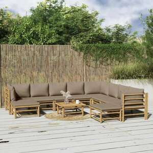 vidaXL 11 részes bambusz kerti ülőgarnitúra tópszínű párnákkal kép