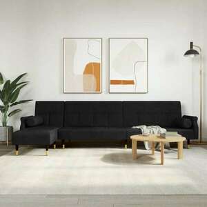 vidaXL fekete L-alakú bársony kanapéágy 271x140x70 cm kép