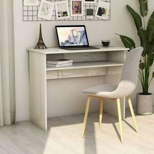 vidaXL magasfényű fehér forgácslap íróasztal 90 x 50 x 74 cm kép