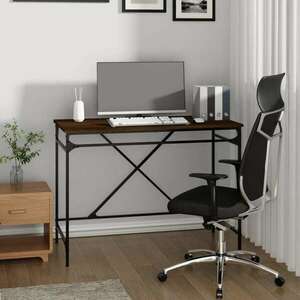 vidaXL barna tölgyszínű szerelt fa és vas íróasztal 100x50x75 cm kép