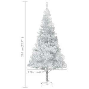 vidaXL ezüstszínű PET műkarácsonyfa LED-ekkel és gömbszettel 120 cm kép